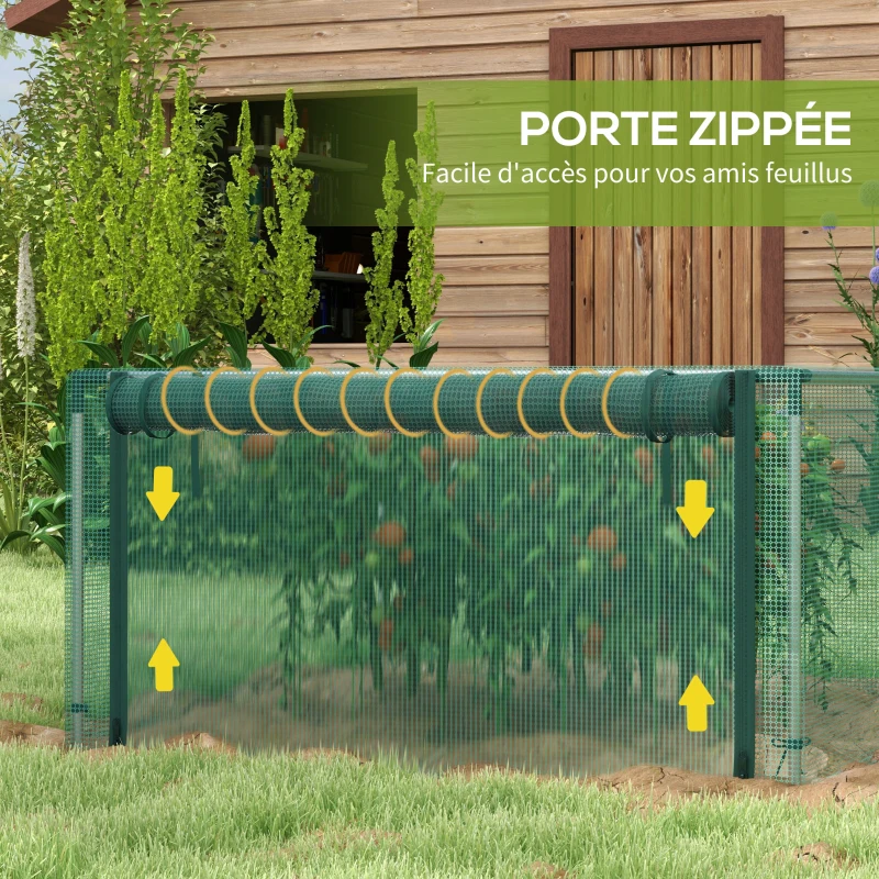 Outsunny Serre de jardin serre à tomates filet protection porte zippée enroulable HDPE, dim. 125L x 373l x 62,5H cm