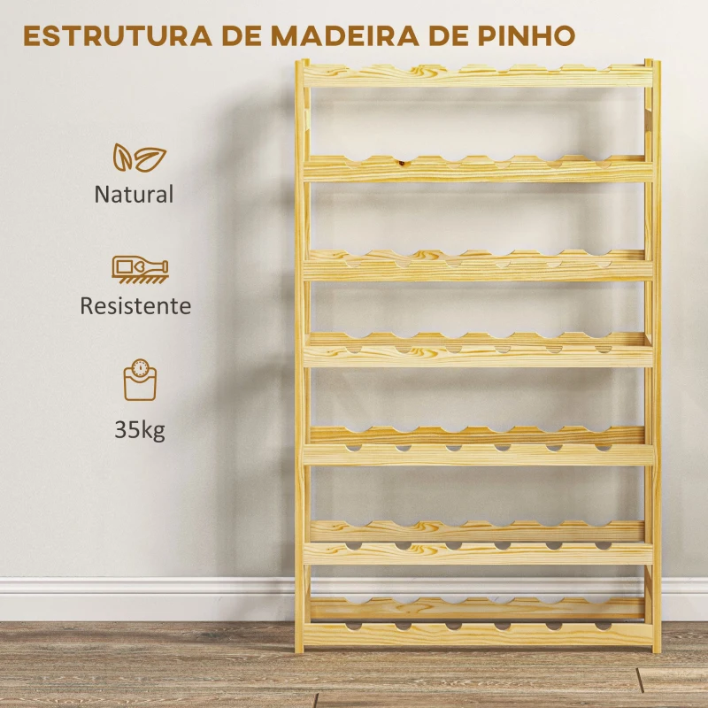 HOMCOM Garrafeira de Madeira para 42 Garrafas Garrafeira para Vinho de 7 Níveis 63x25x102 cm Madeira