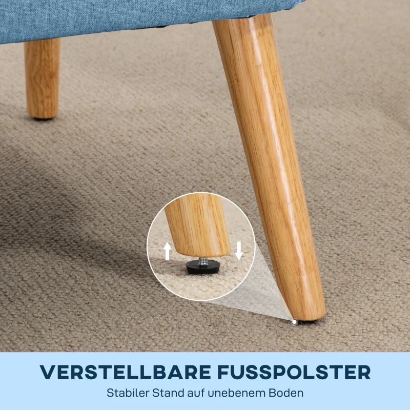 HOMCOM 2-Sitzer Sofa im Retro-Look, weiche Polsterung, pflegeleichter Bezug, bis 150 kg, 117 x 56,5 x 77 cm, Blau