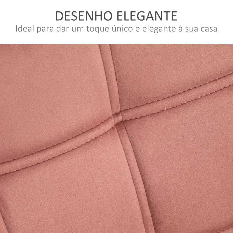HOMCOM Poltrona Moderna Poltrona de Leitura Estofada em Veludo com Assento Amplo Pés em Madeira  67x61,5x71 cm Rosa