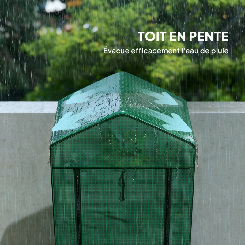 Outsunny Serre de jardin balcon étagère serre 5 niveaux 0,69 x 0,49 x 1,93 m acier bâche amovible PE vert