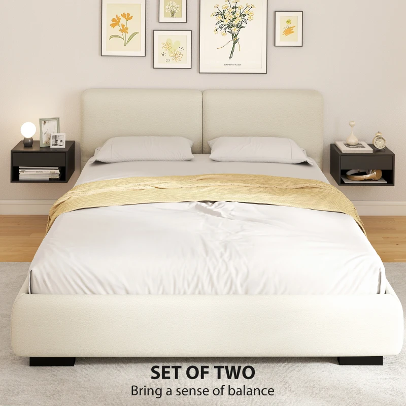 HOMCOM Floating Bedside Tables Set of 2, Wall Mounted Nightstand, Black