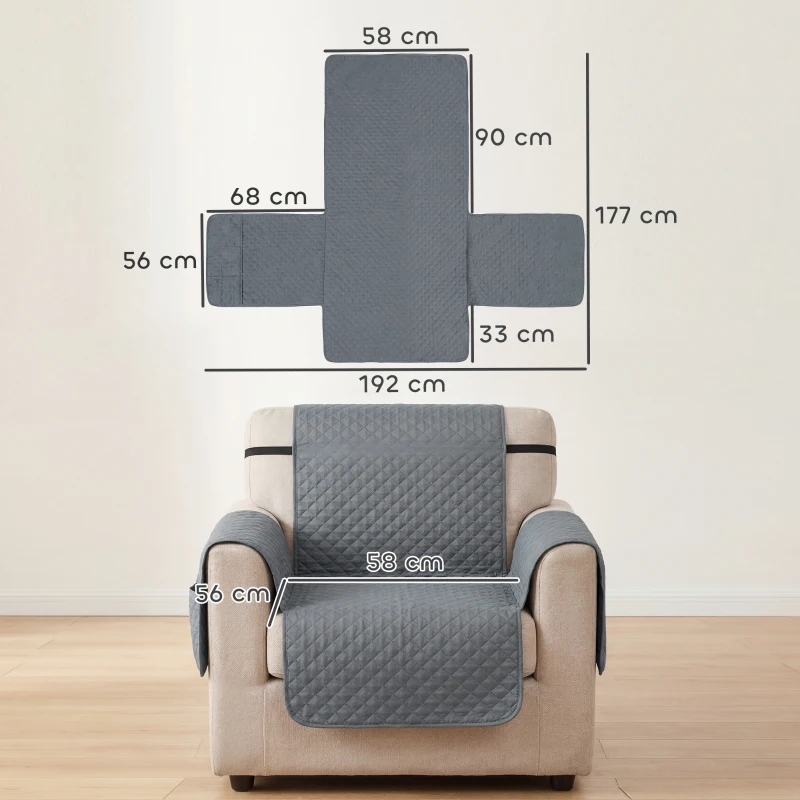 PawHut Waterproof Sofa Cover, Soft Couch Cover for Dogs Cats Pets, Non Slip Sofa Slipcoevr with Elastic Straps