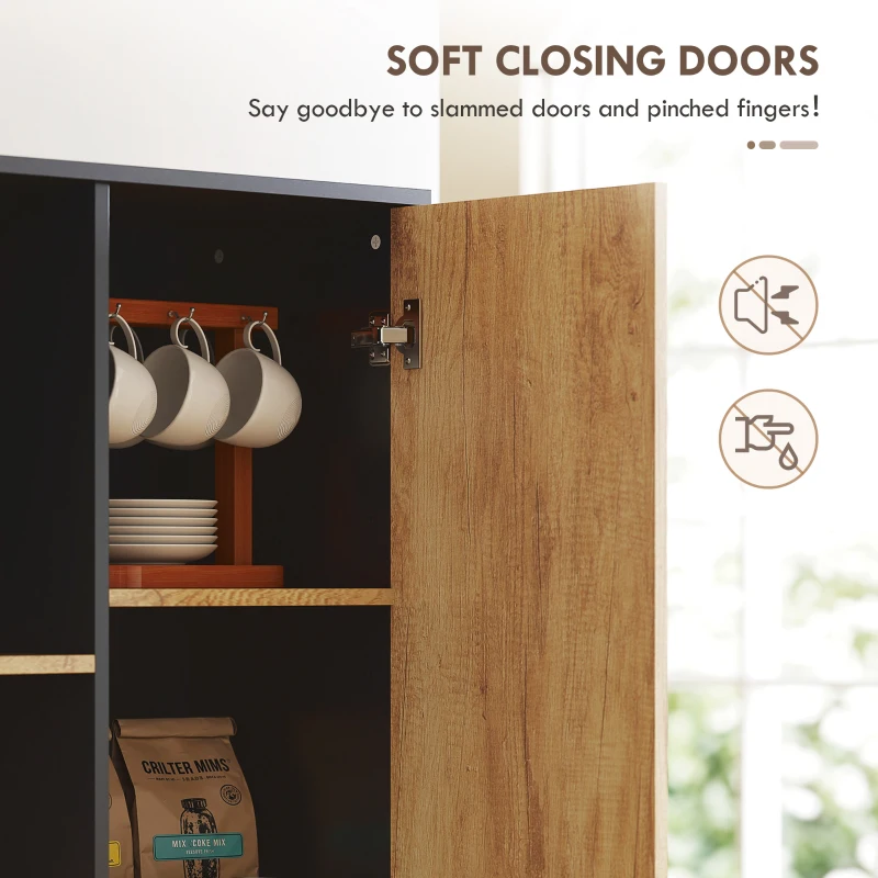 HOMCOM Tall Kitchen Cupboard, Freestanding Kitchen Pantry Cabinet with Adjustable Shelves, Drawers and Soft Close Door, 160cm