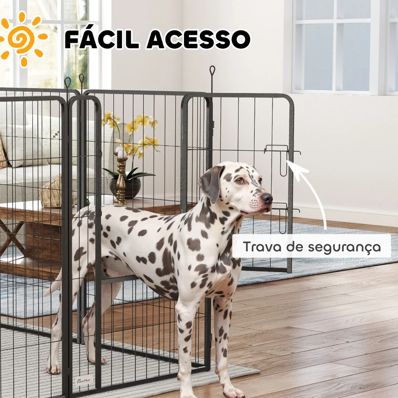 PawHut Parque para Cães de 12 Painéis 68x100 cm Parque Dobrável para Cães Médios com Portas Fecho e Estacas Preto