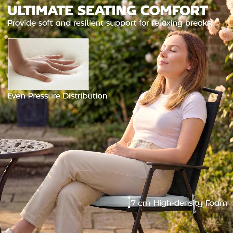 Outsunny Set of 6 Outdoor Seat Cushions with Machine Washable Cover, Water Repellent Seat Cushions Light Grey