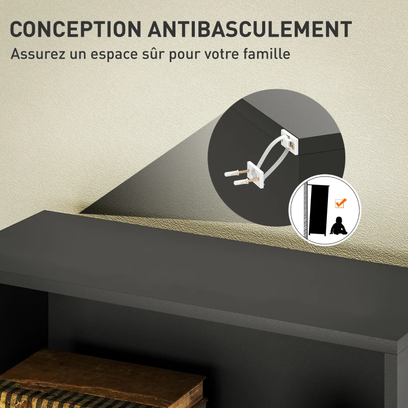 HOMCOM Bibliothèque étagère de rangement 6 niveaux avec étagères réglables pour salon, chambre, bureau, 60x24x158,5cm, noir