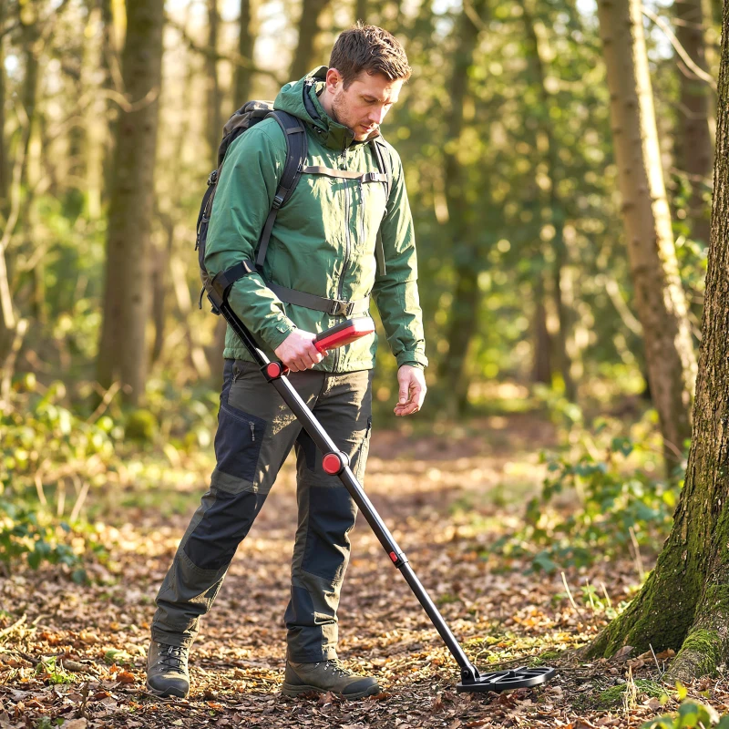 Outsunny Détecteur de Métaux, Bobine Étanche IP68 avec Écran LCD, 4 Modes, Haute Précision Hauteur Réglable, 139x26x30cm, Noir