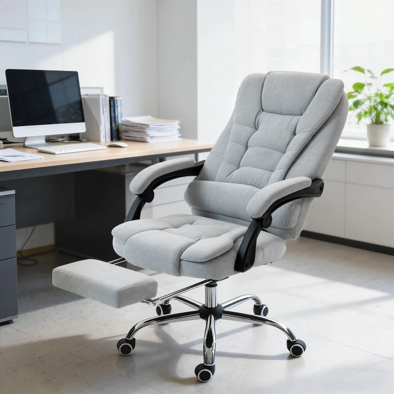 Vinsetto Fauteuil de bureau massant et chauffant, chaise de bureau, hauteur réglable, dossier inclinable, 65x70x111-119cm, gris