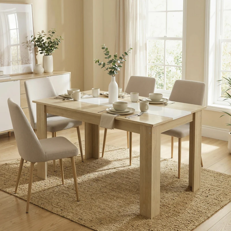 HOMCOM Table à manger table de cuisine design moderne avec grand plateau 2-4 personnes en bois dim. 120L x 69l x 75H cm