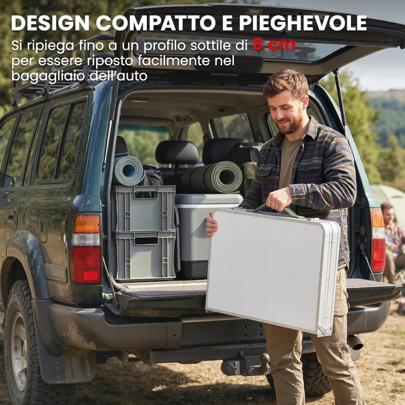 Outsunny Mobile da Campeggio Pieghevole con Armadietto, Argento