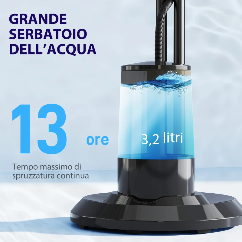 HOMCOM Ventilatore Nebulizzatore con Serbatoio 3.2L, 3 Modalità e 3 Velocità, Oscillazione 70°, Timer, Telecomando