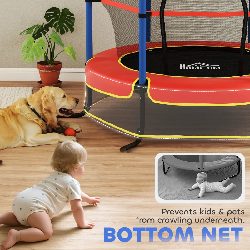 HOMCOM Kids Trampoline, with Safety Net, for Ages 3-10 Years