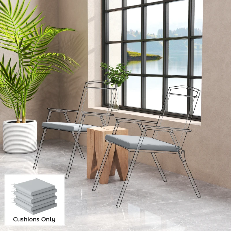 Outsunny Set of 6 Outdoor Seat Cushions with Machine Washable Cover, Water Repellent Seat Cushions Light Grey
