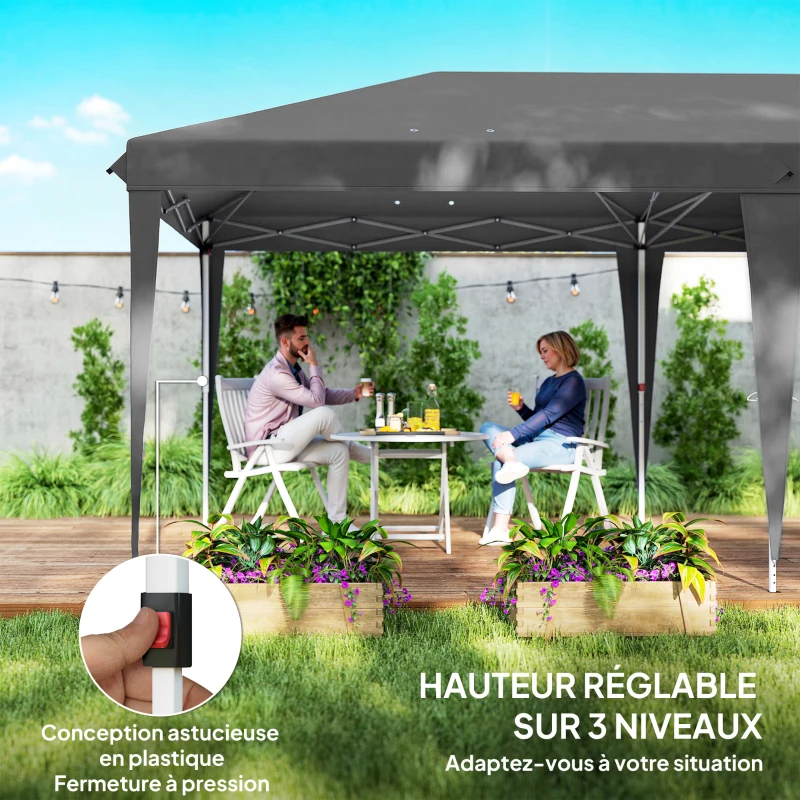 Outsunny Tonnelle de Jardin Barnum Pliant Côtés Amovibles Structure en Acier Renforcée Sac de Transport 3x6m Gris Foncé