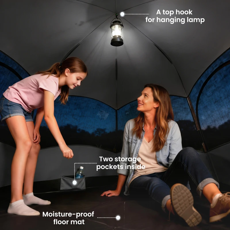 Outsunny Double Layer Instant Pop Up Tent with Rainfly, Portable Camping Shelter with Sewn-in Groundsheet and Carry Bag, Orange