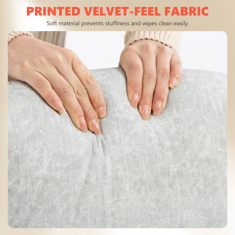 Scaun Ergonomic HOMCOM, Spătar Înalt, Tapițat în Catifea Imprimată, Cotiere Rabatabile, Alb Crem