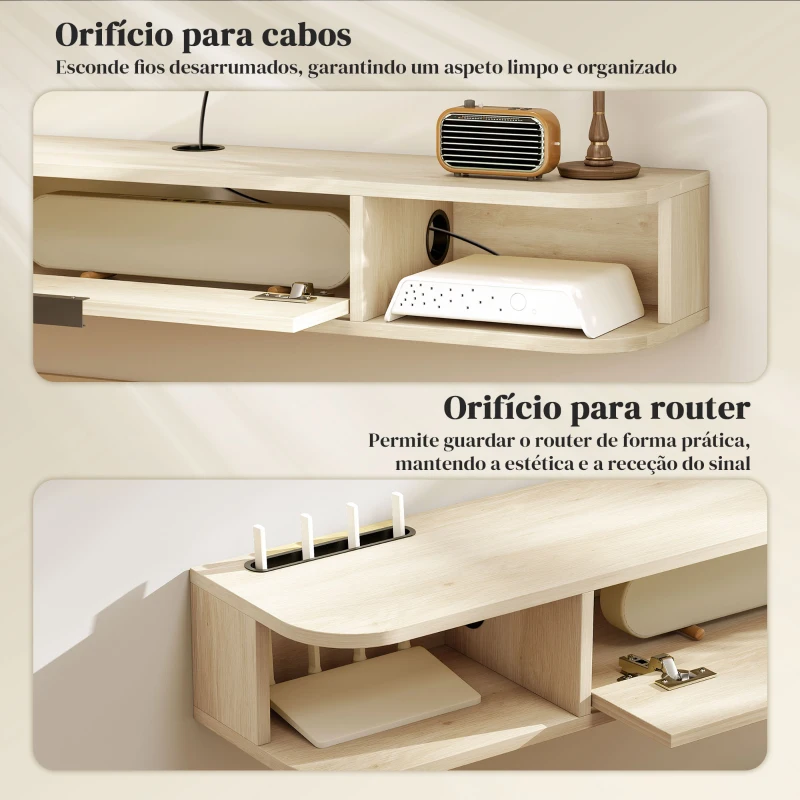 HOMCOM Móvel de TV Suspenso com Orifício para Cabos Estilo Moderno para Televisão 50 Polegadas 120x24x16 cm Madeira