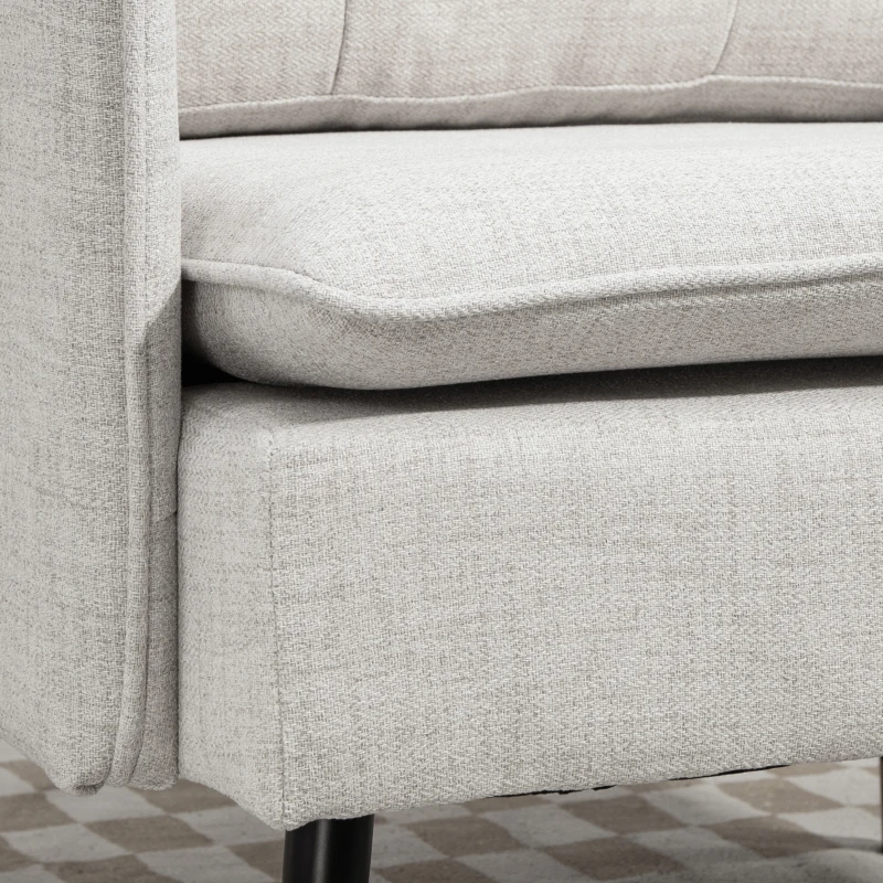 HOMCOM Fauteuil scandinave dossier capitonné avec passepoil en tissu 76 x 68 x 80 cm crème et pieds en métal noir et doré