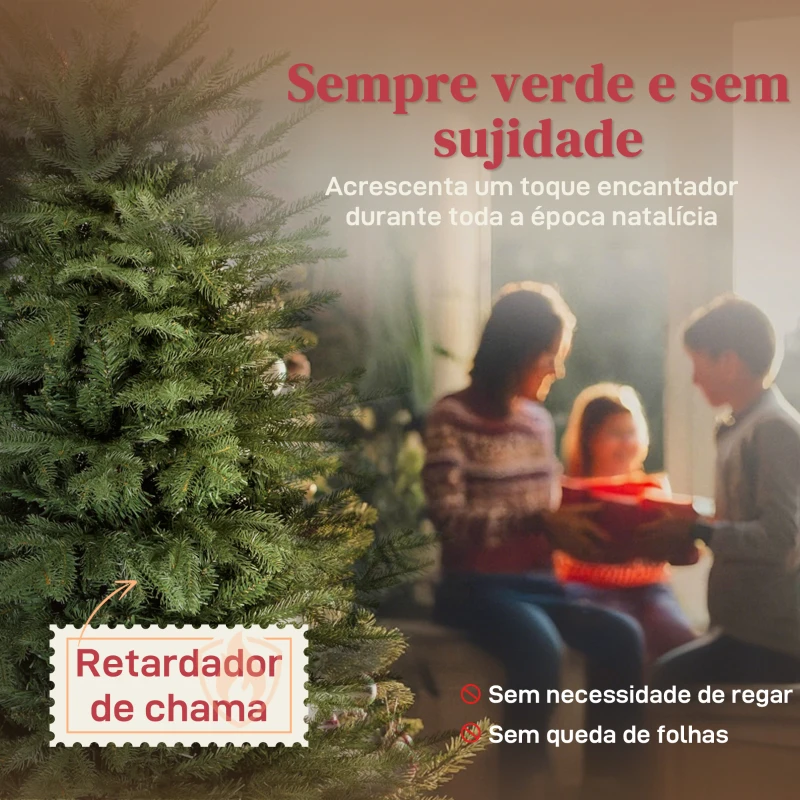 HOMCOM Árvore de Natal Artificial 180 cm com 1794 Ramos Densos Suporte Metálico Dobrável para Interior Verde