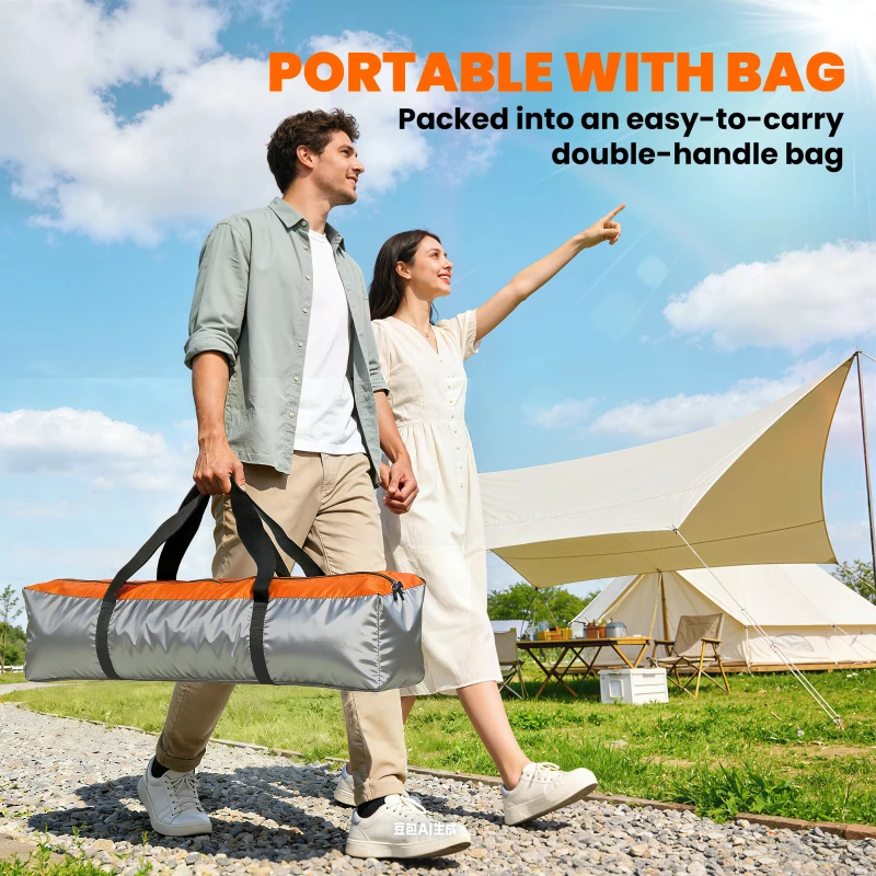 Outsunny Double Layer Instant Pop Up Tent with Rainfly, Portable Camping Shelter with Sewn-in Groundsheet and Carry Bag, Orange