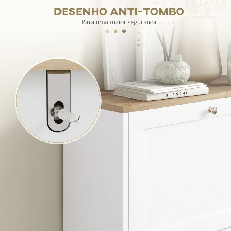 HOMCOM Sapateira Estreita com 2 Portas Sapateira para Entrada com Prateleiras Ajustáveis para 12 Pares de Sapatos 60x24x80 cm Branco