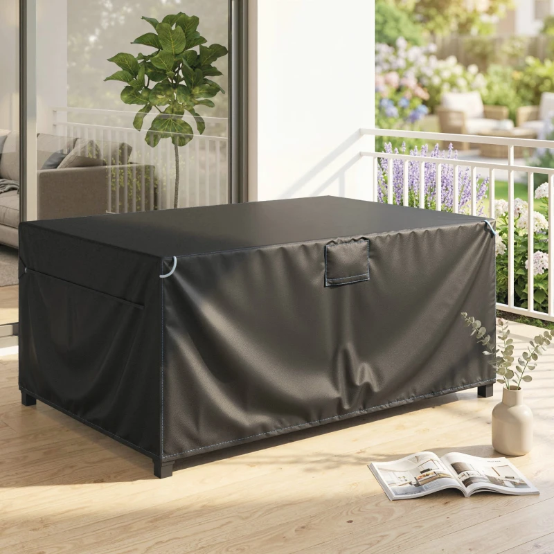 Outsunny Capa protetora para móveis de jardim, resistente ao inverno, impermeável, à prova de vento, anti-UV, tecido Oxford 420D 180x120x74cm Preto