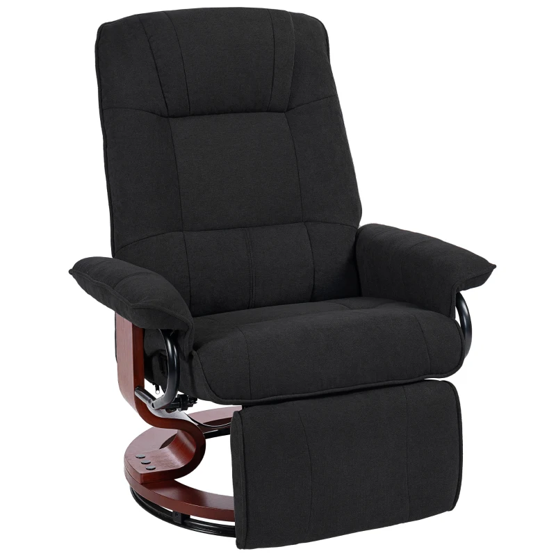 HOMCOM Reclining Swivel Chair, with Footrest - Black