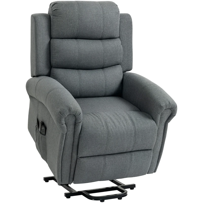 HOMCOM Fauteuil releveur électrique, fauteuil relax électrique avec fonction massage et chauffage, 87 x 87,5 x 108 cm, gris