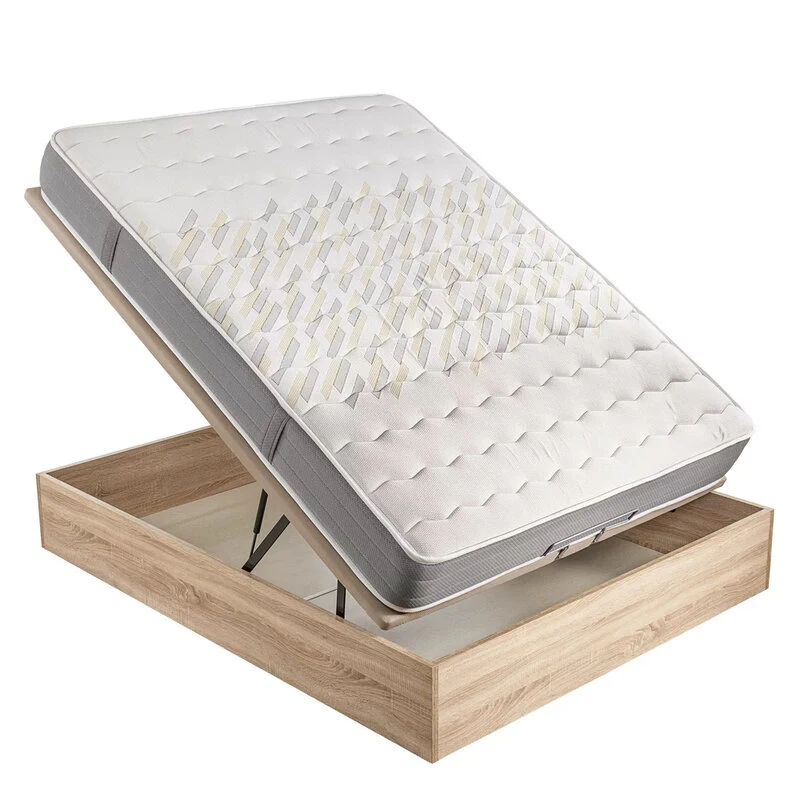 Pack colchón HR viscoelástico de 24 cm + canapé abatible natural con gran capacidad – 150x190cm