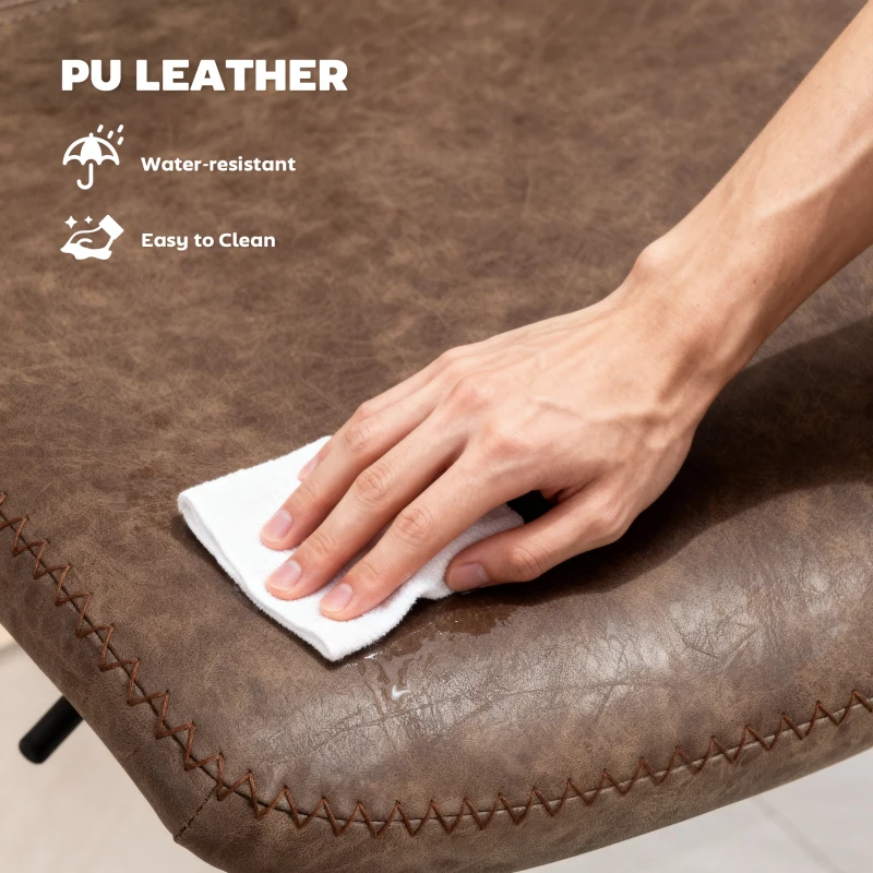 HOMCOM Bar Stools Set of 2, PU Leather Barstools with Backrest and Footrest for Kitchen, Counter, Breakfast Bar, Brown