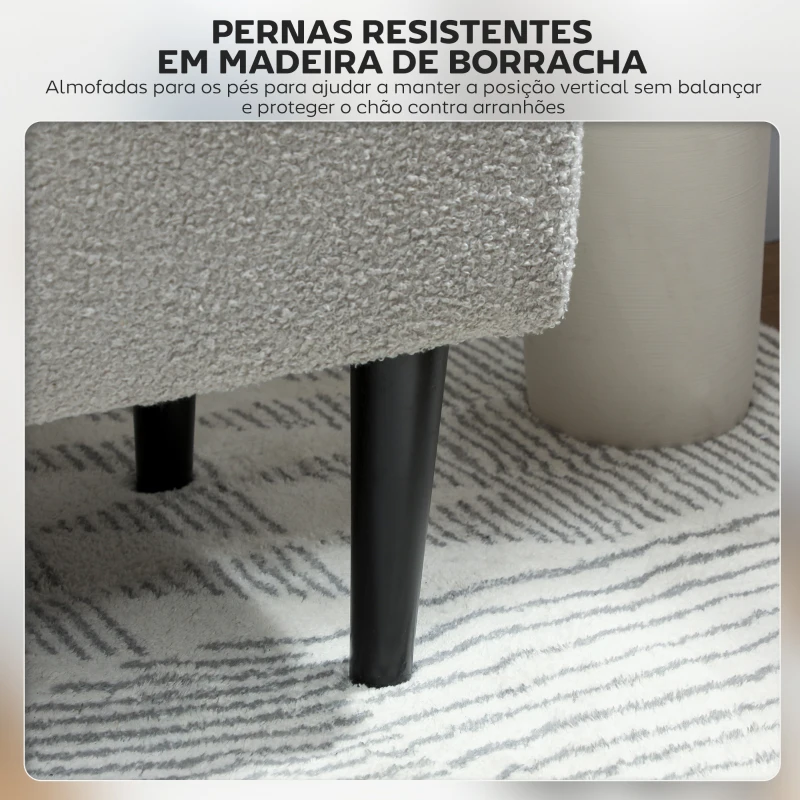 HOMCOM Banco de Armazenamento em Borrego Capacidade 47L Tampa Abatível e Pés de Madeira de Borracha Carga 120 kg 95x38x45 cm Cinza