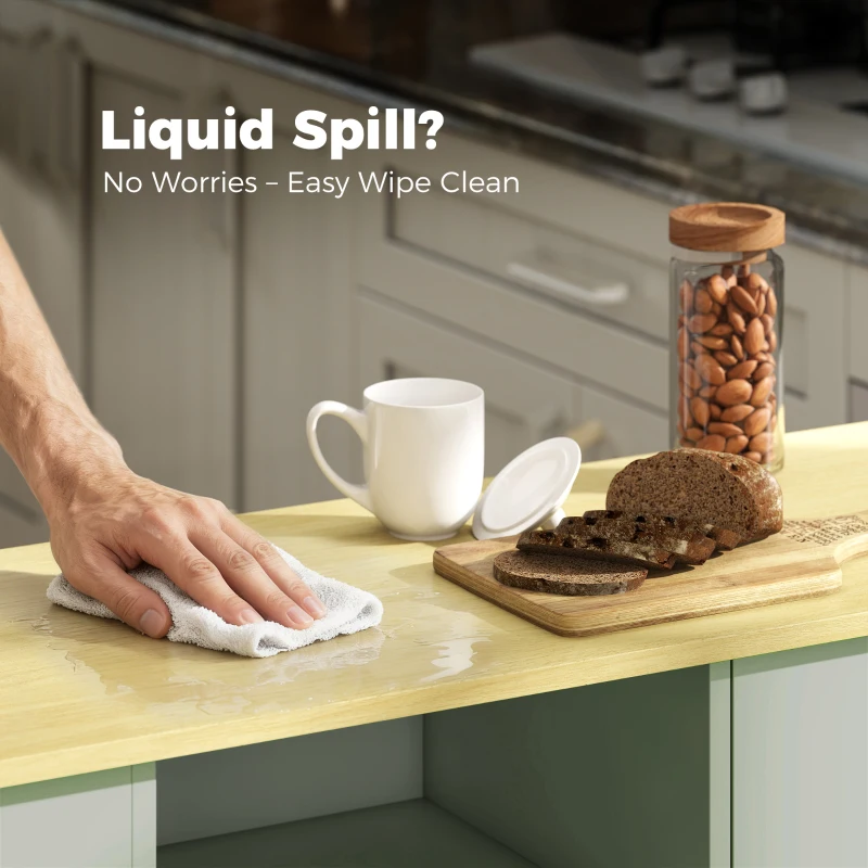 HOMCOM Küchenwagen auf Rollen, Kücheninsel mit Schublade, Tür, offenen Fächern und Gewürzhalter, grün