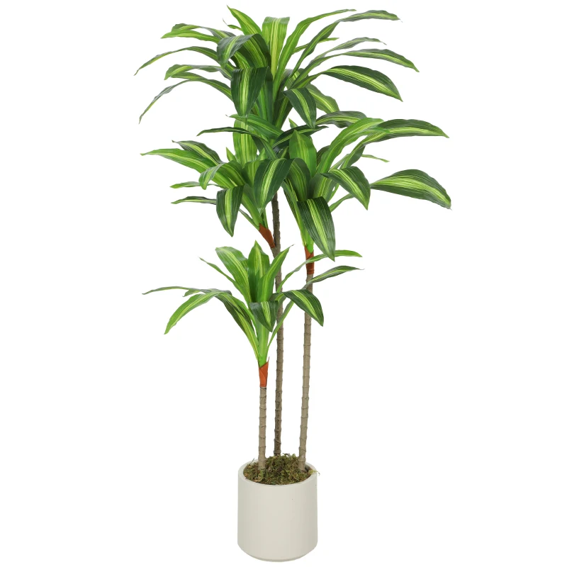 HOMCOM 120cm Artificial Dracaena Tree with Bendable Trunks - Green