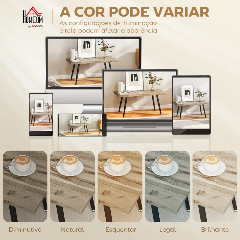 HOMCOM Mesa de Centro Moderna com Tampo Espesso de 4 cm, Pés de Aço, 100x50x45 cm, Carvalho