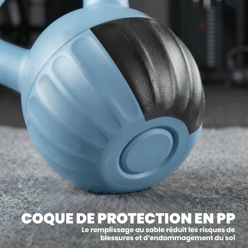 SPORTNOW Kettlebell 10 kg, haltère avec poignée Antidérapante, haltère à boule, musculation, entraînement, pour gym, bleu