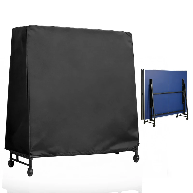 SPORTNOW Housse de table de tennis de table ping-pong avec fermeture éclair anti-UV et housse imperméable Noir