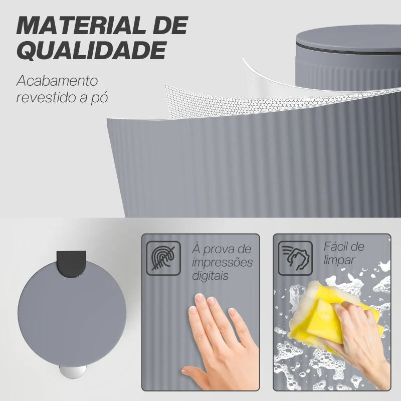 HOMCOM Balde do Lixo para Cozinha com Pedal 30L Cubo de Lixo Metálico com Tampa de Fecho Suave e Balde Removível 36x30x60,5 cm Cinza
