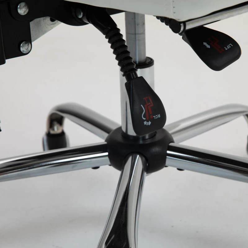 HOMCOM Silla de Oficina con 6 Puntos de Masaje Reposapiés Retráctil Altura Ajustable Control Remoto y Soporte Lumbar 69x65x115 cm Blanco