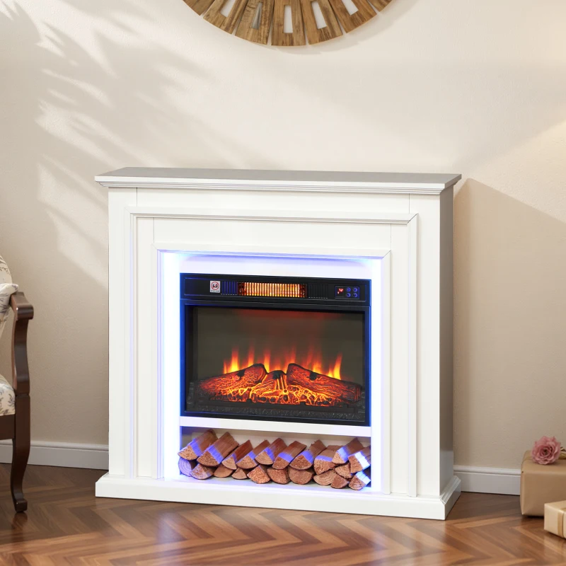 HOMCOM 4777 BTU Multicolour LED Electric Fireplace - White