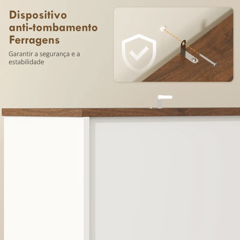 HOMCOM Amário de Cozinha Alto com Suporte para 8 Garrafas 4 Portas 3 Gavetas Prateleiras Abertas100x38x172 cm Branco