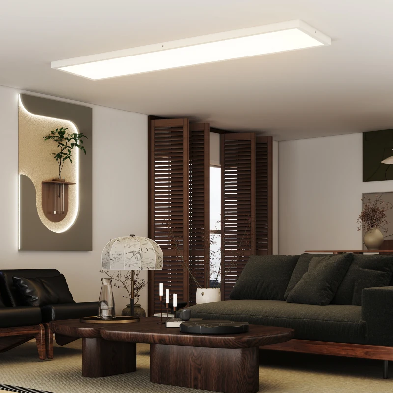 HOMCOM Conjunto de 4 Candeeiros de Teto Reguláveis em Cor com Interruptor DIP e de Parede 3000K/4000K/6000K 120x30x3,7 cm Branco