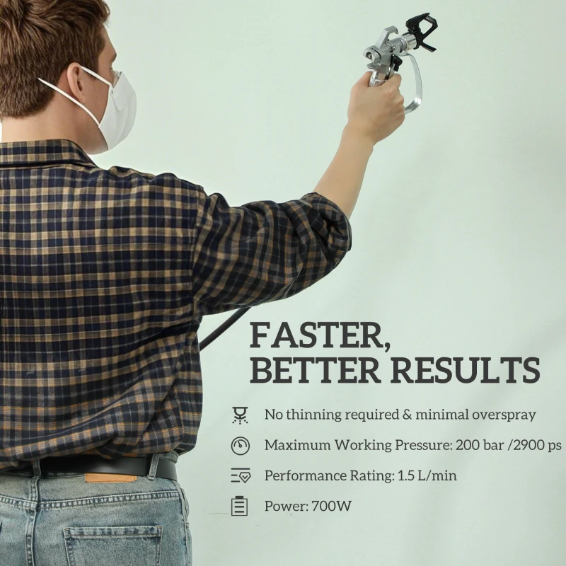 HOMCOM Airless Paint Sprayer, Thinning-Free Electric Paint Spray Gun for Walls, Fences & DIY Projects, Dark Blue