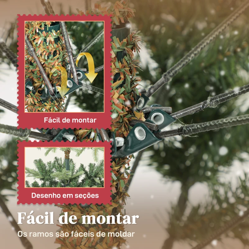 HOMCOM Árvore de Natal Artificial 210 cm com 1123 Ramos Densos e Suporte Metálico Dobrável para Interior Verde