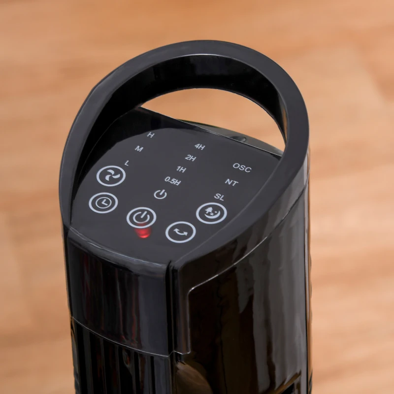 HOMCOM Ventilatore a Torre con Telecomando a 5m, Oscillante 70°, 3 Funzioni e 3 Velocità, Nero