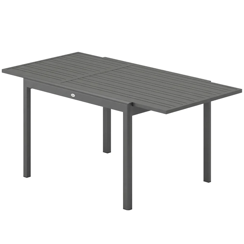 Outsunny Tavolo da Giardino Allungabile per 6-8 Persone con Piano a Doghe, in Alluminio, 110-170x90x75 cm, Grigio Scuro