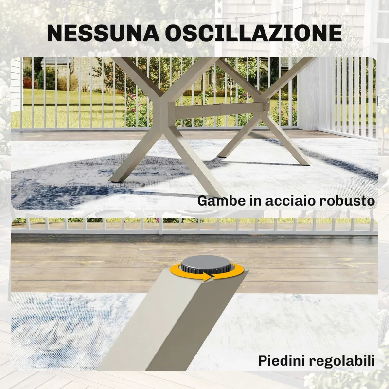 Outsunny Tavolo da Giardino Allungabile per 8-10 Persone, in Alluminio e Acciaio, 154/214x85x73 cm, Grigio