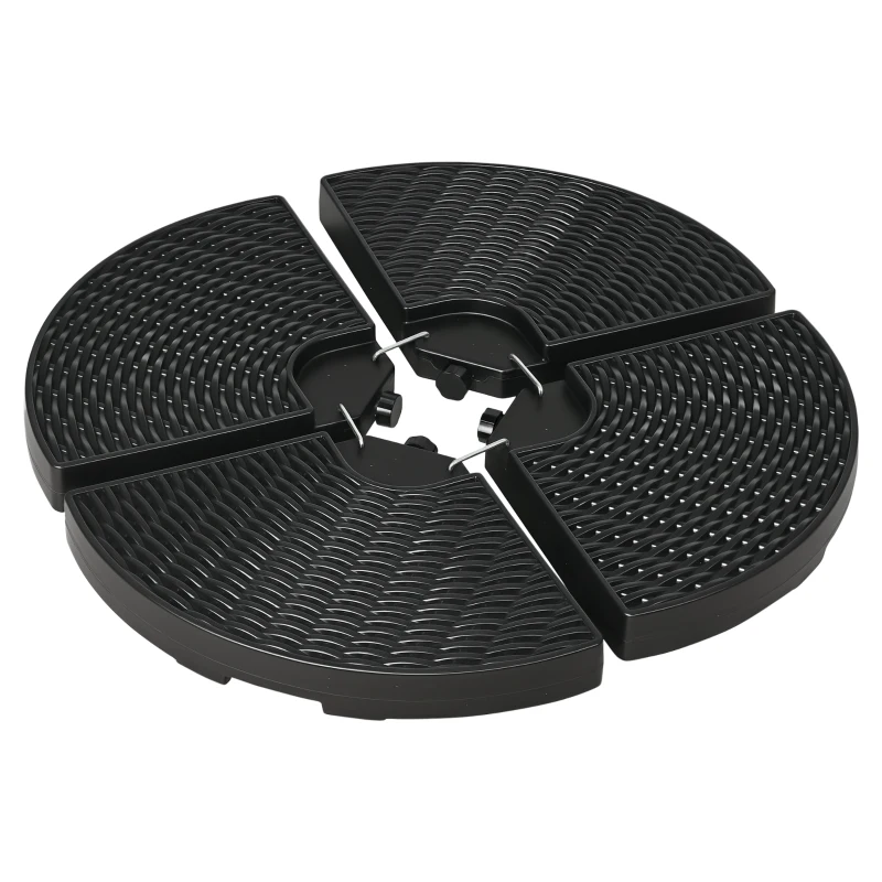 Outsunny Base para Chapéu de Sol de 4 Peças Recarregável com Areia 68 kg ou Água 52 kg para Jardim Pátio ou Terraço Preto