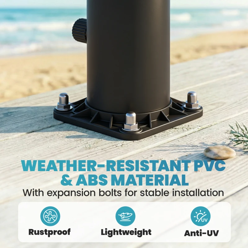 Outsunny Chuveiro Solar 20L, Proteção Anticongelamento Patenteada, Chuveiro de Jardim Preto