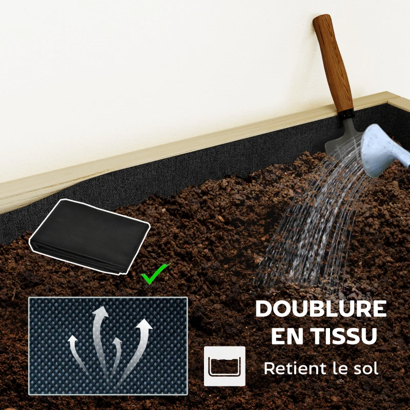 Outsunny Séparateur de pièce avec 6 bacs, paravent extérieur pliable à 3 panneaux avec trou de drainage et doublure, bois naturel